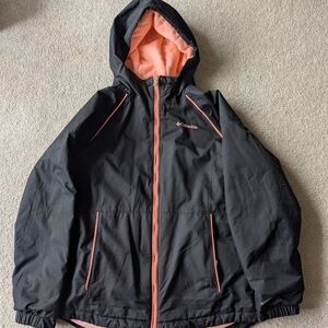 Columbia Black and Coral Hooded Jacket